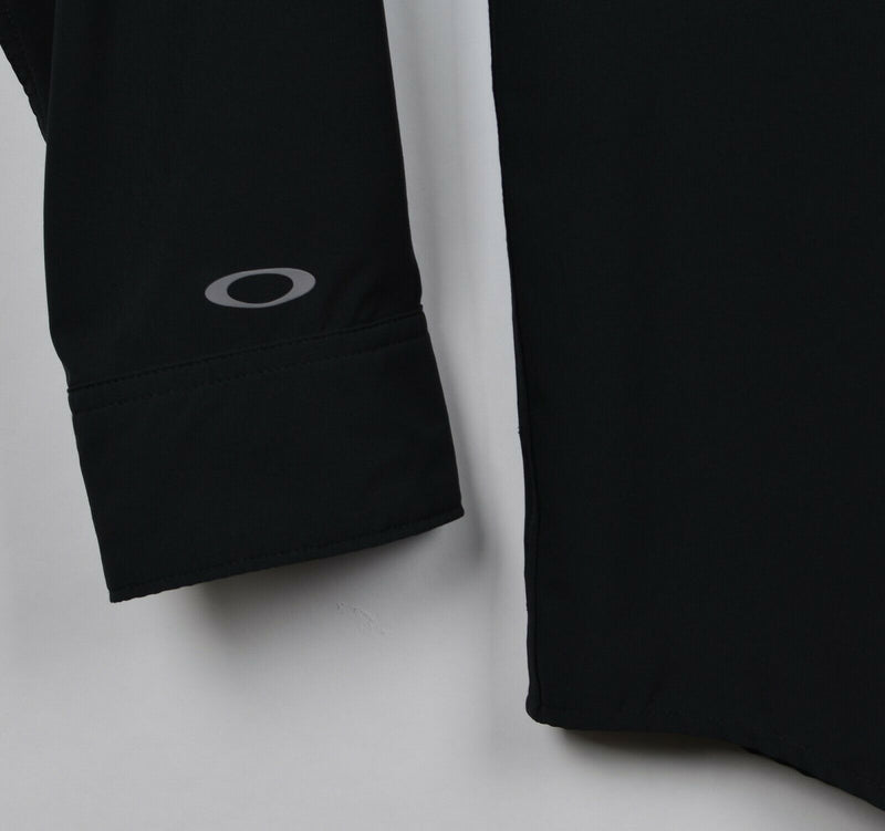Oakley Men's Sz XL Regular Fit Black Stretch Button-Front Long Sleeve Shirt