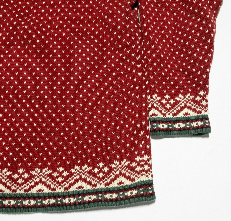 L.L. Bean Women's XL Fair Isle Red Geometric Knit Christmas Holiday Sweater