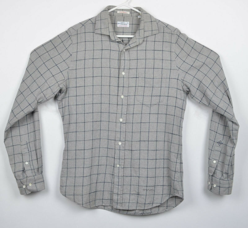 GANT Rugger Men's Medium "Slub Flannel" Gray Plaid Button-Front Flannel Shirt