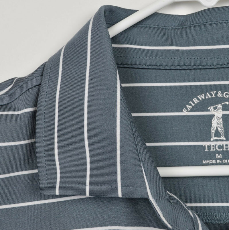 Four Seasons Men's Medium Fairway & Greene Tech Gray Striped Polo Shirt