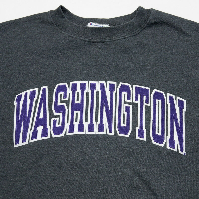 Washington Huskies Men's Medium Champion Eco Gray Purple Crewneck Sweatshirt