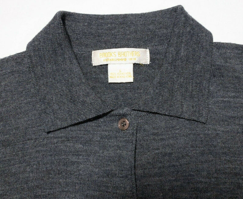 Brooks Brothers Sweater Women's Large Merino Wool Cardigan Gray Collared Button
