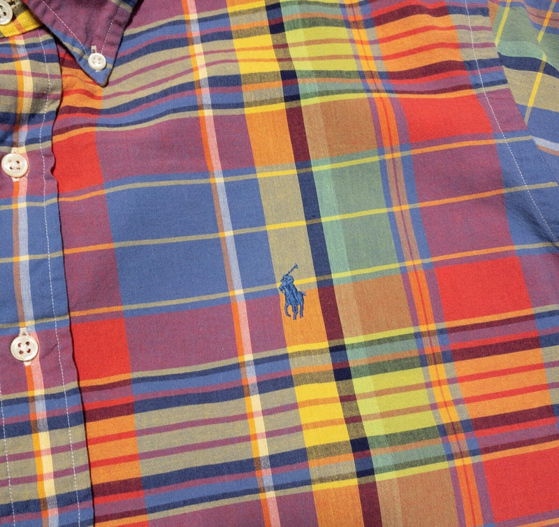 Polo Ralph Lauren Madras Shirt 2XL Men's Colorful Plaid Button-Down Short Sleeve