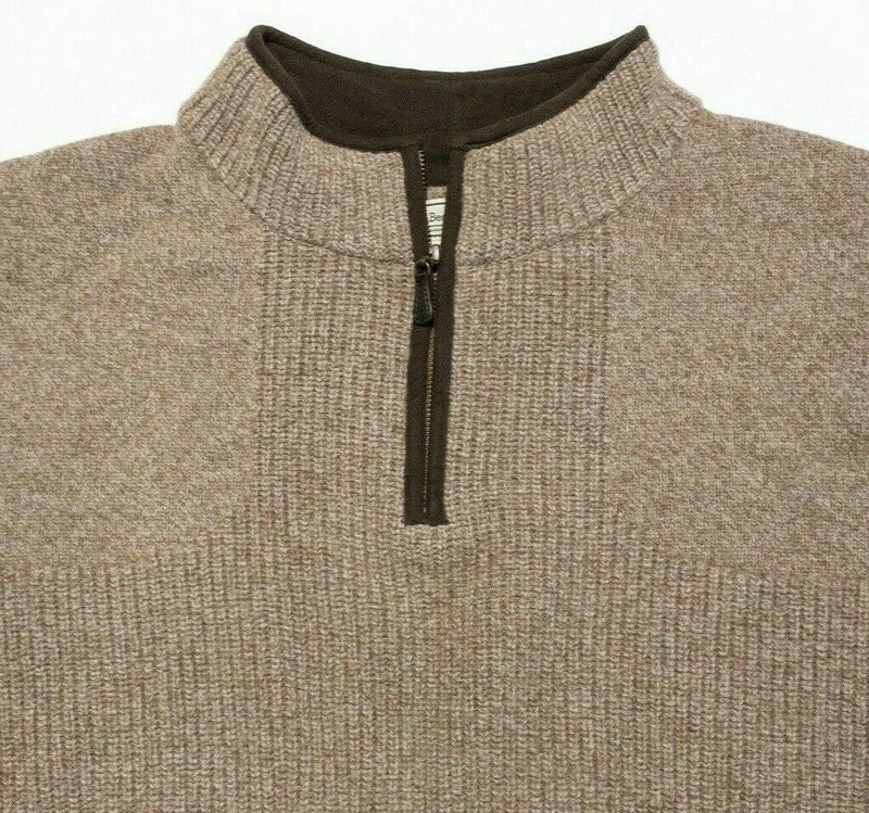 L.L. Bean Men's 2XL Waterfowl 100% Merino Wool No Lining Beige 1/4 Zip Sweater