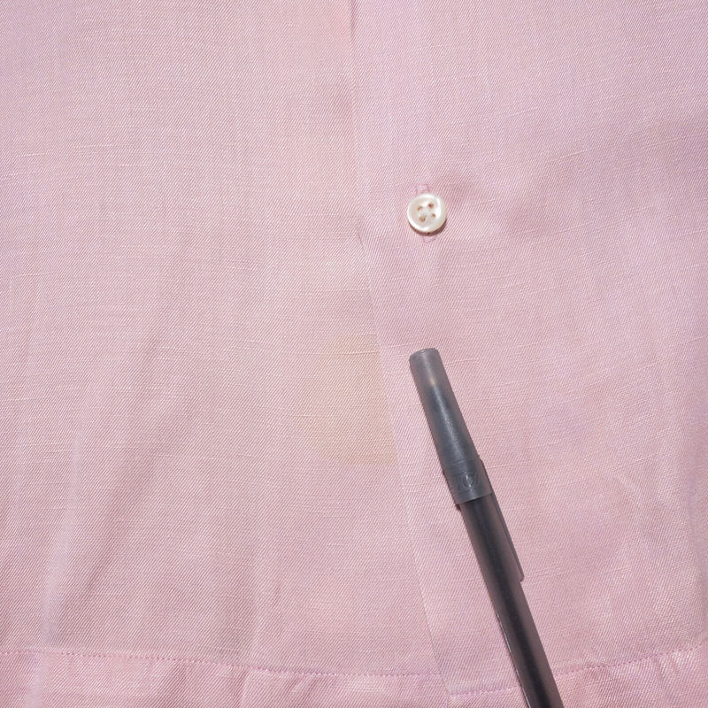 Polo Ralph Lauren Silk Linen Shirt Men's XL Loop Collar Pink Vintage 90s Club