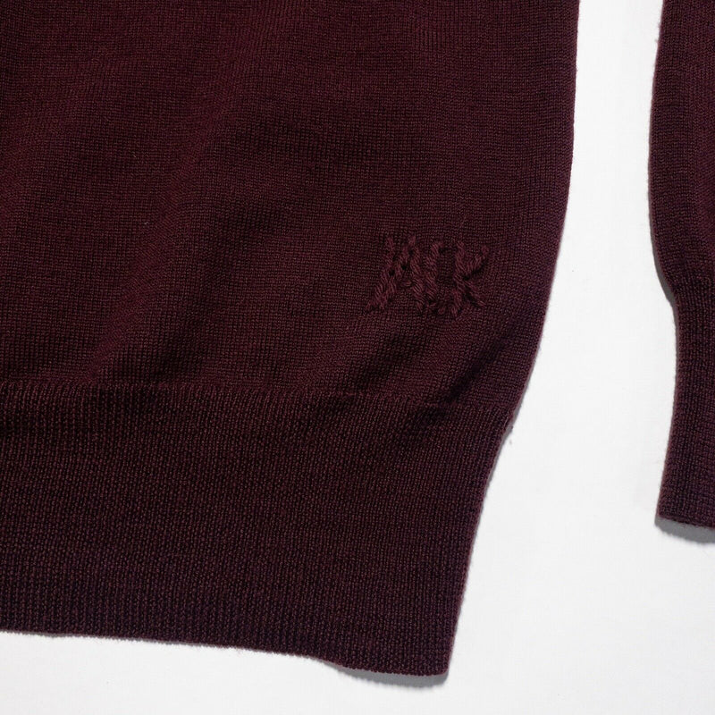 Jack Spade Men's XL 100% Wool Solid Burgundy Purple/Red V-Neck Knit Sweater