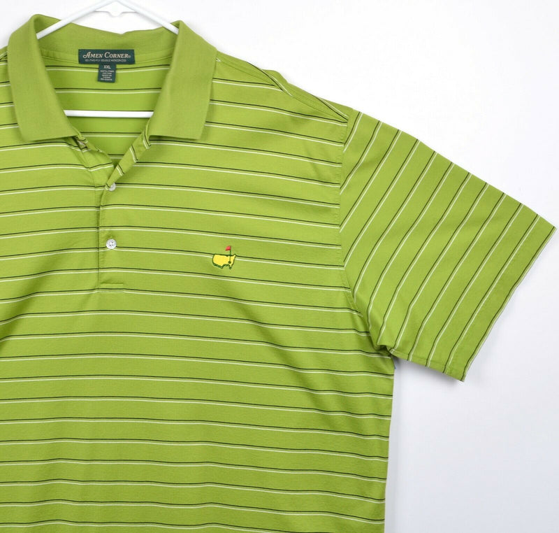 Amen Corner Men's Sz 2XL Masters Golf Green Striped Pima Cotton Golf Polo Shirt
