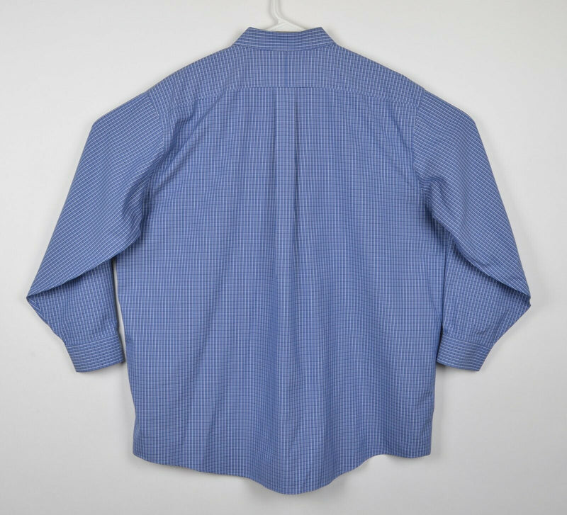 L.L. Bean Men's 17.5-33 (XL) Wrinkle Resistant Blue Plaid Button-Down Shirt