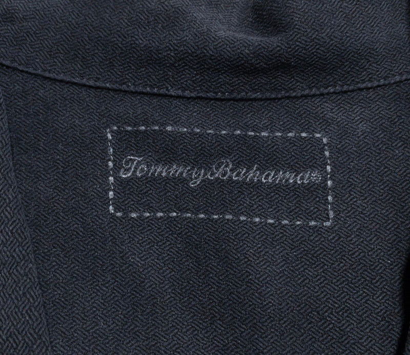 Tommy Bahama Cigar Embroidered Hawaiian Shirt Men's XL Silk Black Barrel Blend