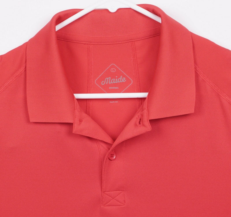 Maide Bonobos Men's Sz Large Slim Fit M-Flex Red/Orange Golf Polo Shirt