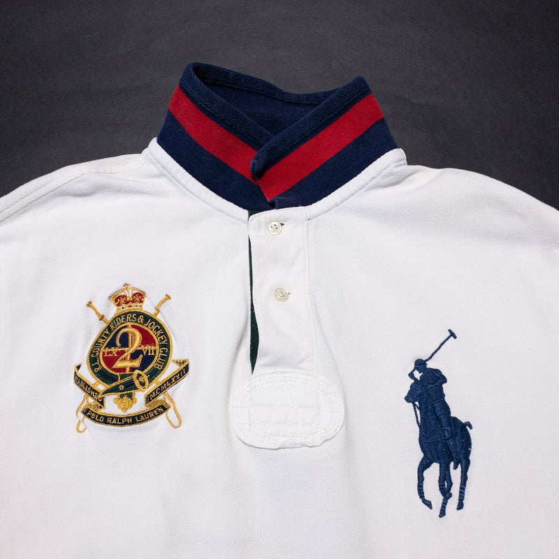 Polo Ralph Lauren Big Pony Polo Men's XL White Embroidered Crest Preppy