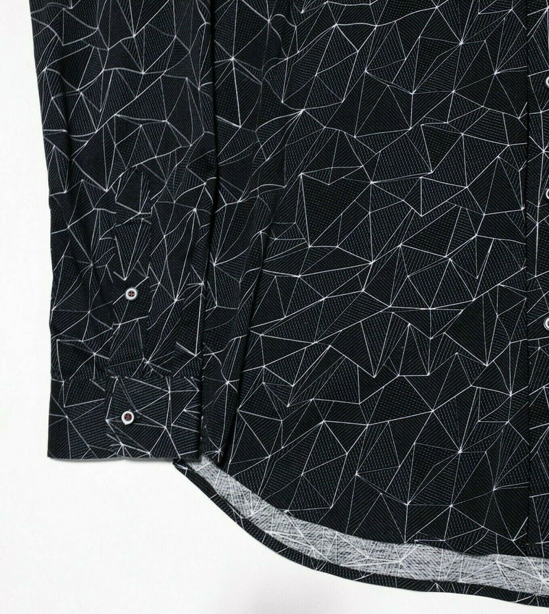 Buttercloth Flip Cuff Shirt Black Geometric Constellation Luxury Men's Large