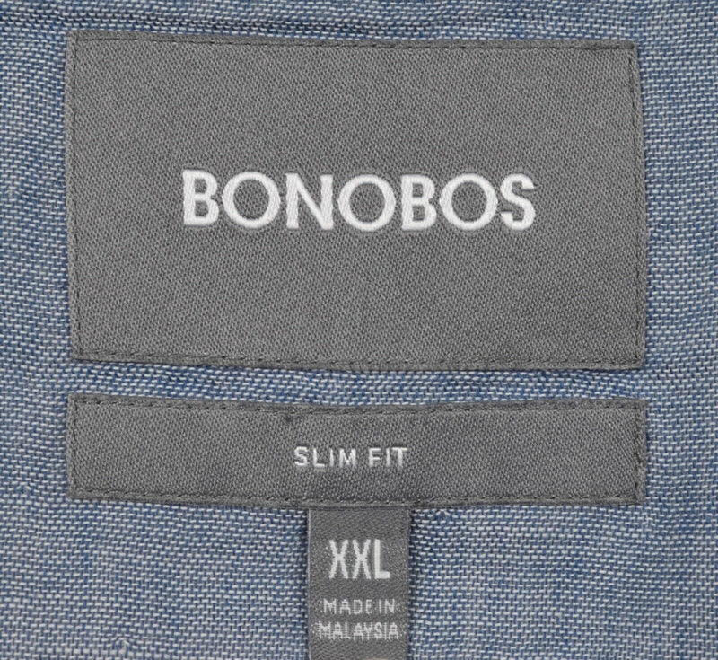 Bonobos Men's 2XL Slim Fit Shirt Blue Chambray Soft Double-Layer Button-Front