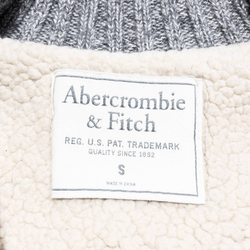 Abercrombie & Fitch Cardigan Sweater Men's Small Sherpa Lined Gray Heavy Vintage