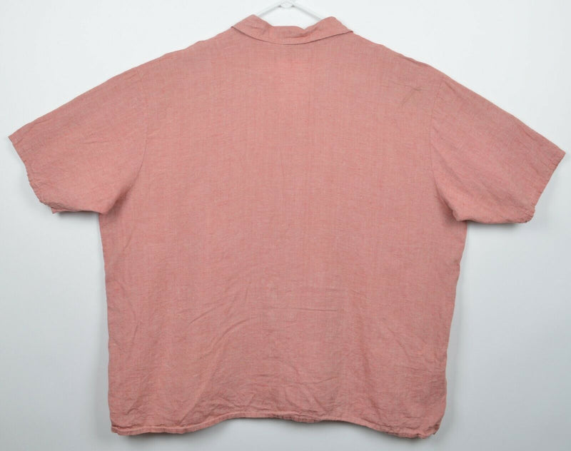 Flax Jeanne Engelhart Men's Sz Large 100% Linen Loose Orange/Salmon Shirt
