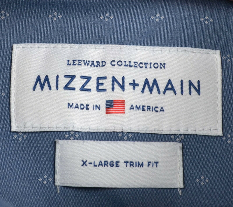 Mizzen + Main Men's Sz XL Trim Fit Leeward Collection Blue Diamond S/S Shirt