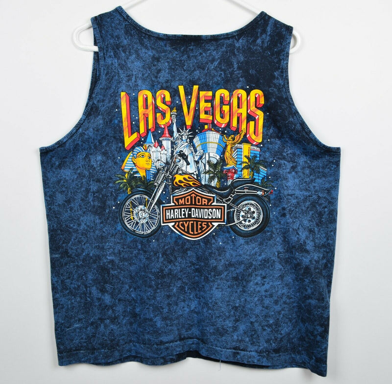 Vintage 1996 Harley-Davidson Men's Sz XL Las Vegas Stripe Blue Tie-Dye Tank Top