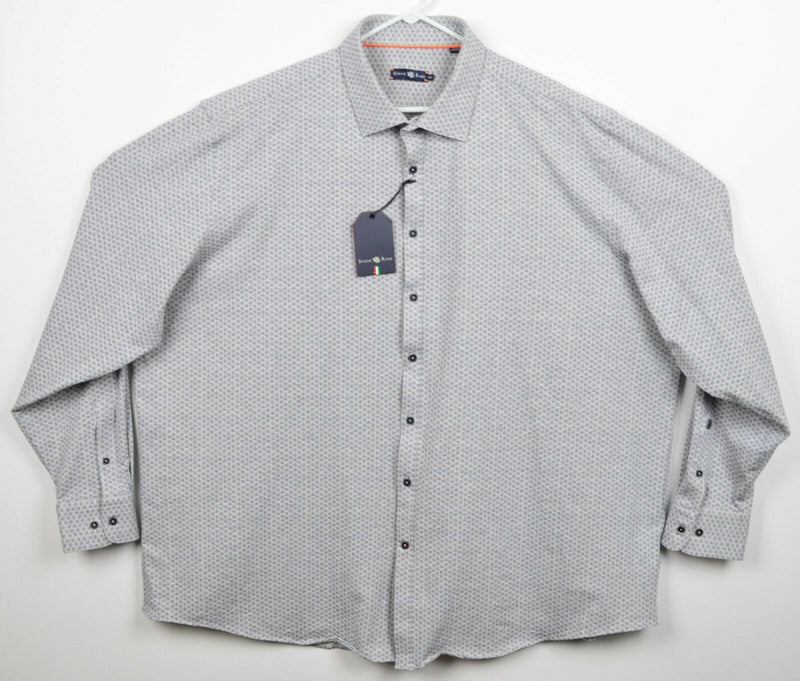 Stone Rose Men's 3XLT Geometric Jersey Gray/Navy Blue Long Sleeve Dress Shirt