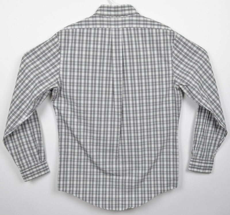 Brooks Brothers Men's Medium Slim Fit Gray Plaid Long Sleeve Button-Down Shirt