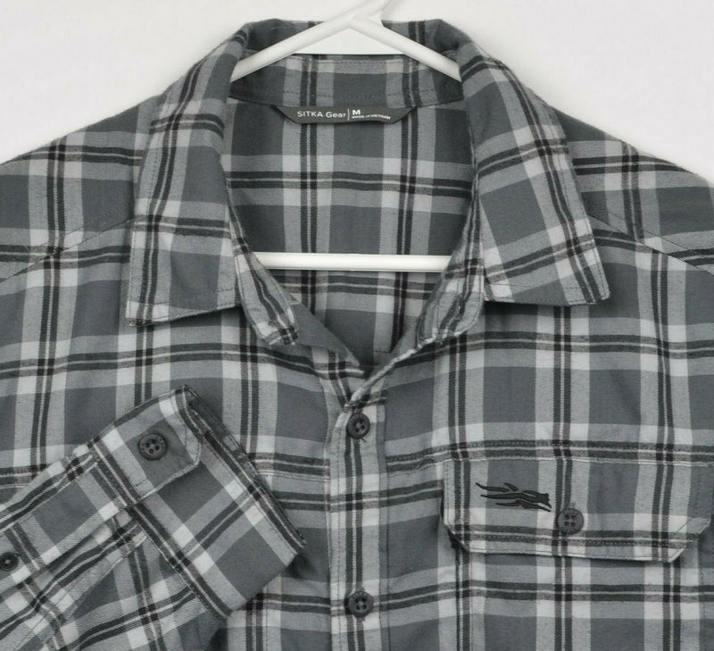 Sitka Gear Men's Medium Polyester Wool Blend Gray Plaid Flannel Shirt