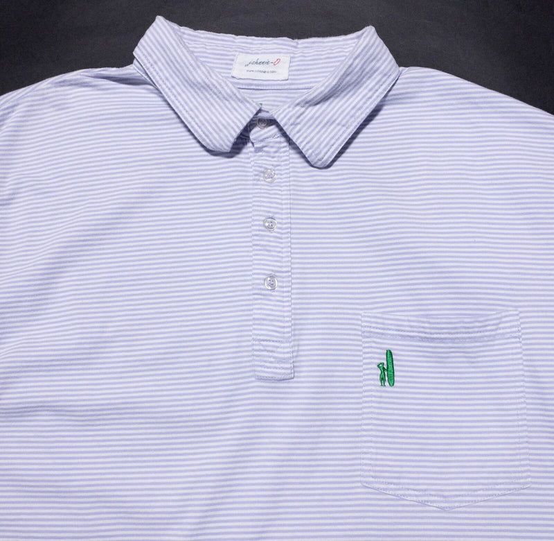 johnnie-O Hanging Out Polo Shirt Men's 2XL Purple Striped Pocket Preppy Surfer