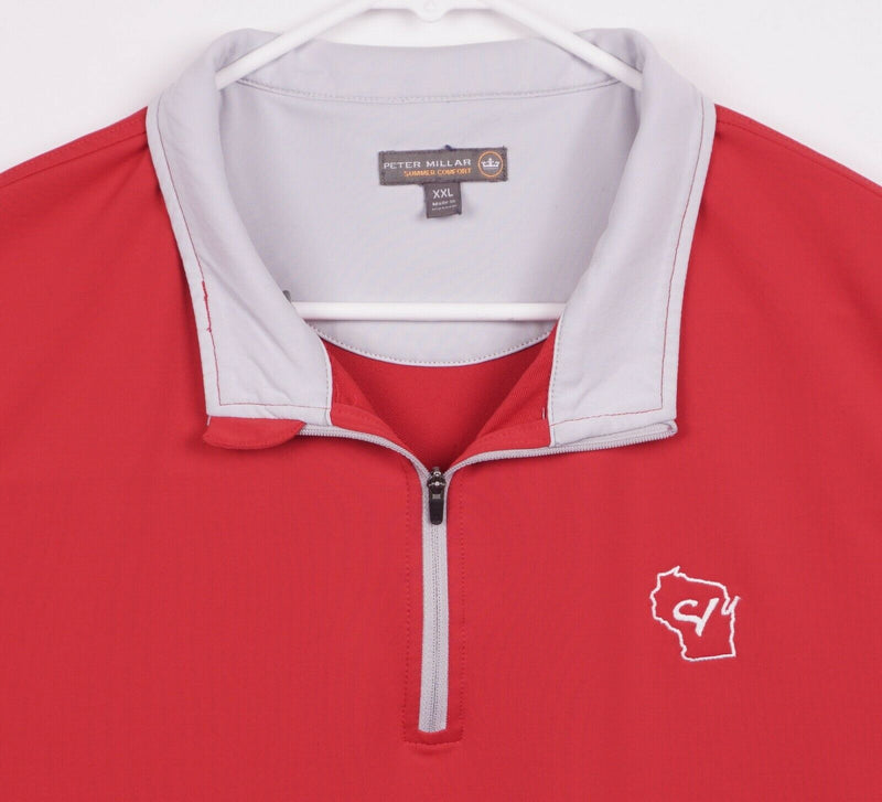 Peter Millar Summer Comfort Men's 2XL Red 1/4 Zip Lightweight Golf Jacket