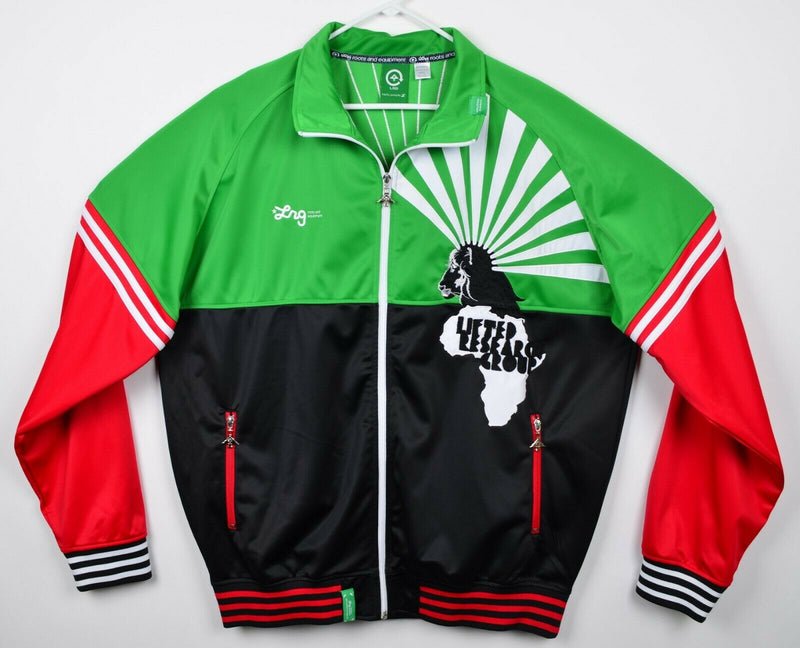 LRG Lifted Research Group Men's 3XL Lion Africa Starburst Green Red Track Jacket