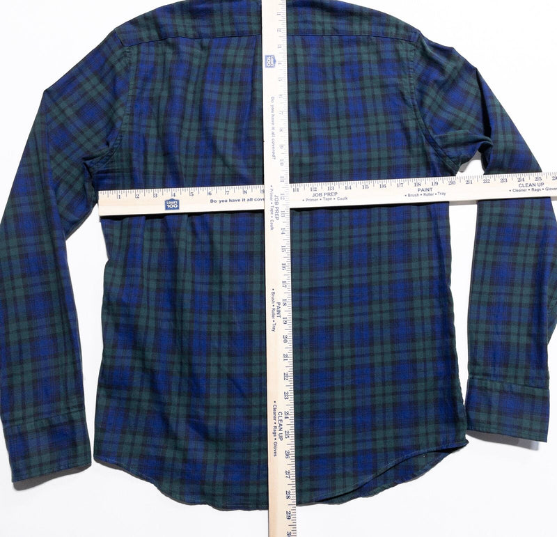 Thomas Mason J. Crew Shirt Men's Medium Slim Button-Down Blue Green Plaid Check