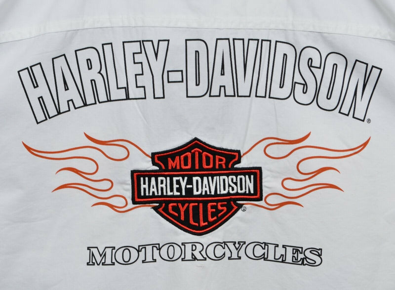Harley-Davidson Men's Sz 5XL Flames White Mechanic Garage Shirt 99073-12VM