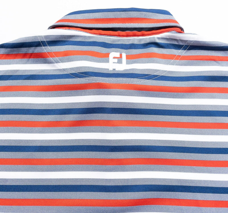 FootJoy Golf Shirt Men's Large Blue Orange Striped Wicking Performance Polo