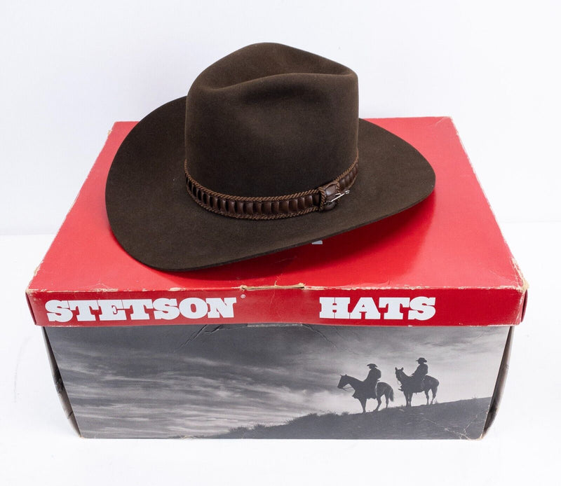 Stetson Cowboy Hat 6 1/2 Brown 4X Beaver Felt Western Cowboy Made In USA Box