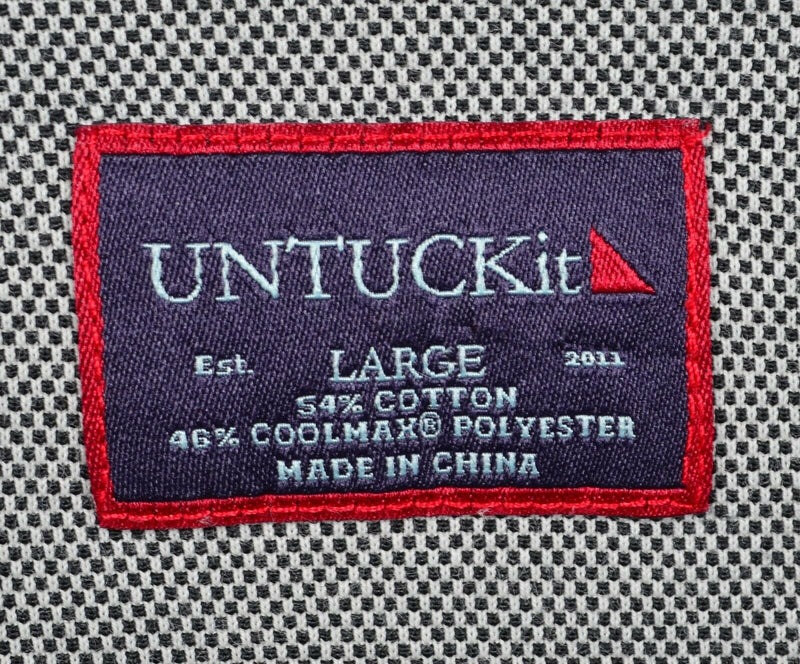 UNTUCKit Men's Large Cotton Coolmax Polyester Blend Gray Button-Front Shirt