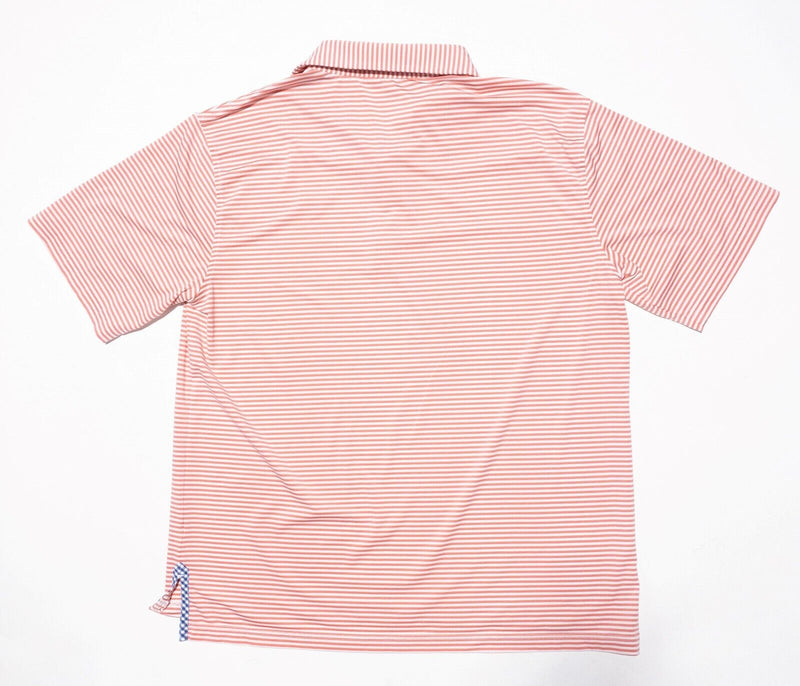 Bald Head Blues Polo XL Men's Shirt Golf Pink Striped Wicking Stretch Peach