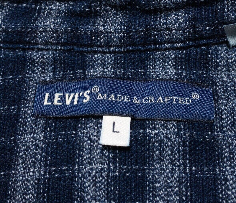 Levi's Made & Crafted Shirt Large Mens Blue Check Indigo Button-Down Long Sleeve