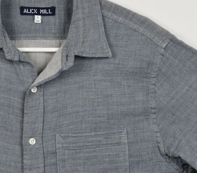 Alex Mill Men's Small Blue Chambray Long Sleeve Button-Front Flannel Shirt