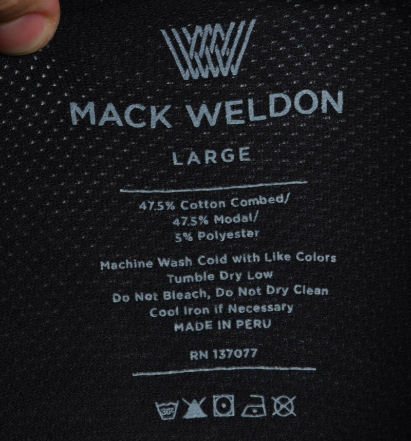 Mack Weldon Men's Large Gray Black Combed Cotton Modal Blend Polo Shirt