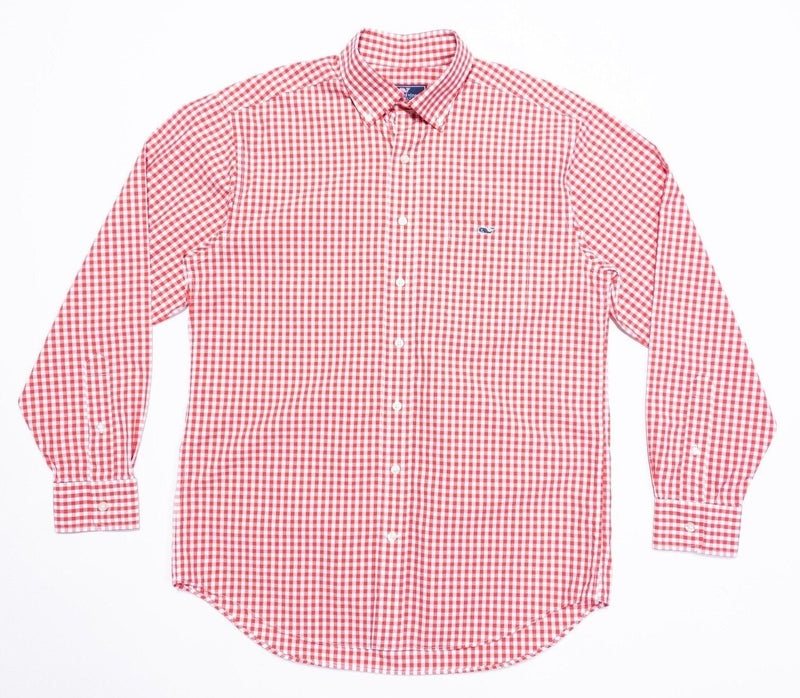 Vineyard Vines Tucker Shirt Medium Men Red Gingham Check Long Sleeve Button-Down