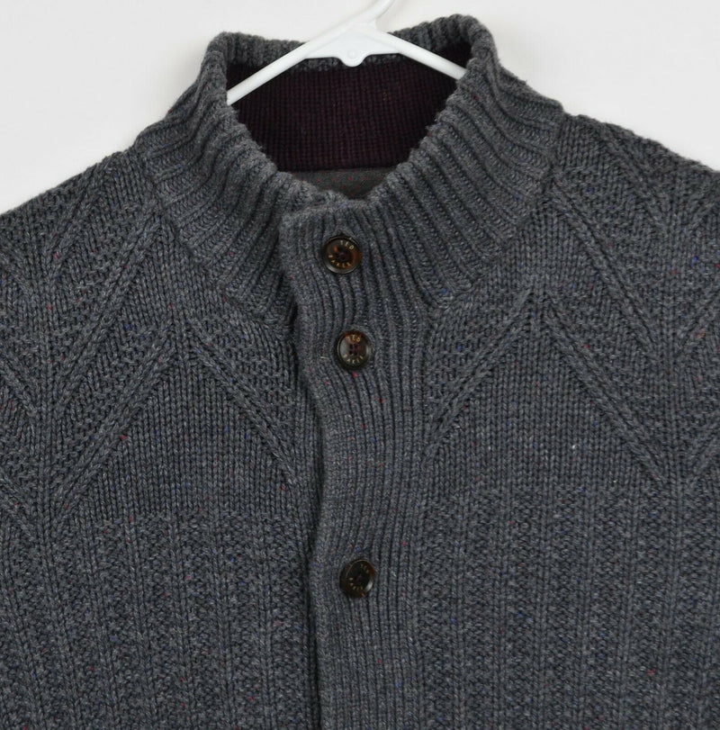 Ted Baker London Men's Sz 5 Gray Collared Chunky Knit Cardigan Sweater