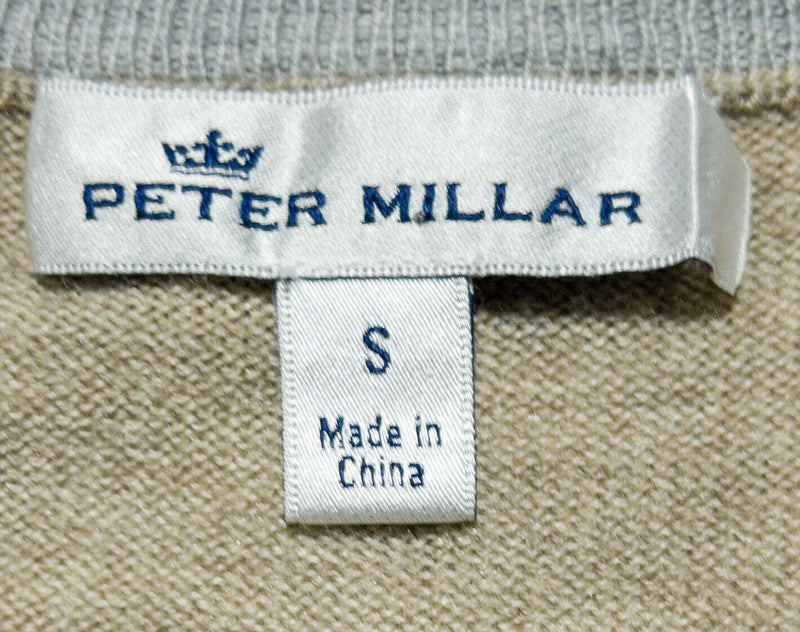 Peter Millar Crown Sport Men's Small Merino Wool Crew Neck Tan Sand Golf Sweater