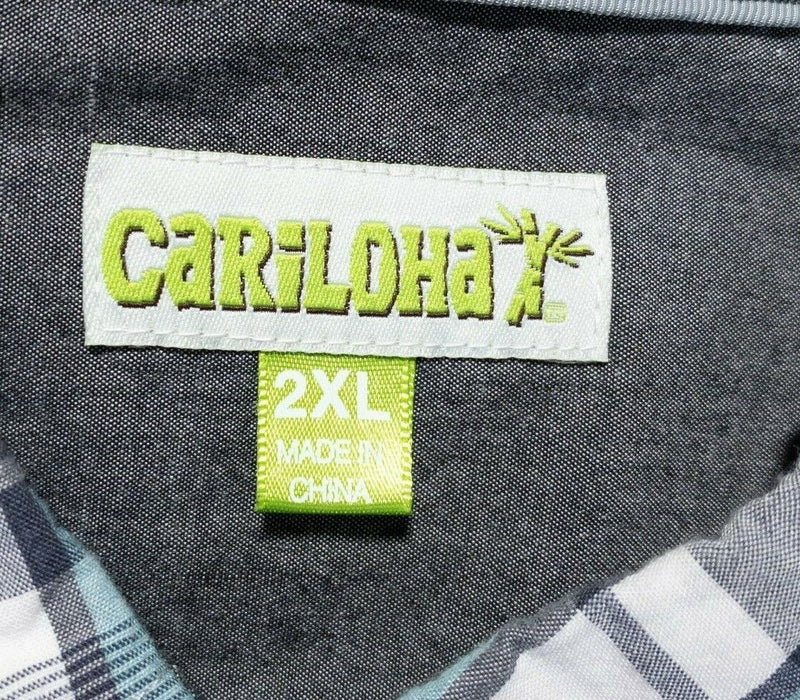 Cariloha Shirt 2XL Men's Bamboo Blend Gray Plaid Short Sleeve Button-Front