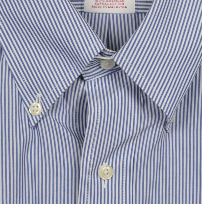 Brooks Brothers Men 16.5 Non-Iron Blue Pinstripe Button-Down Madison Dress Shirt