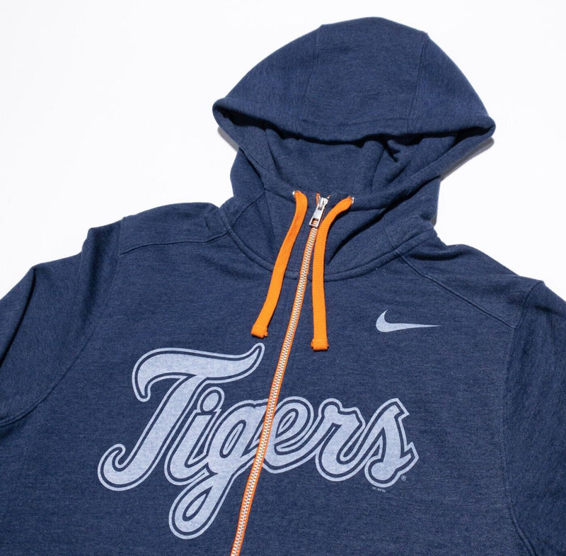 Detroit Tigers Hoodie Men's Large Nike Full Zip Sweatshirt Blue MLB Baseball