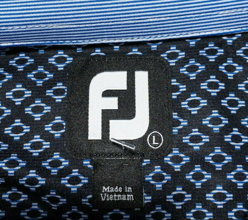 FootJoy Golf Shirt Large Men's Polo Lisle Ogee Print Spread Collar Bonita Bay