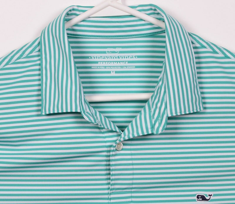 Vineyard Vines Performance Men's Medium Green Striped Wicking Golf Polo Shirt