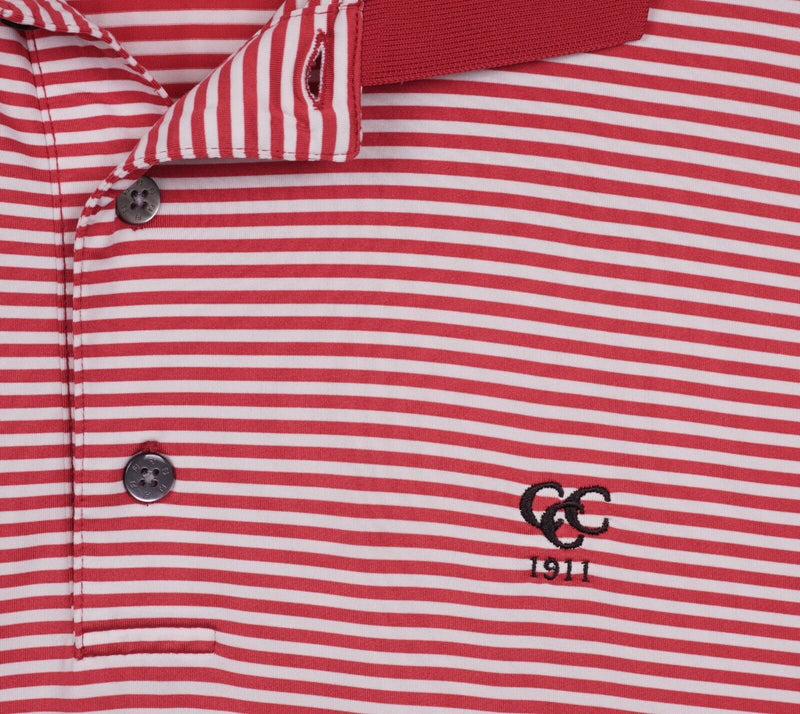 FootJoy Men's Large Red White Striped FJ Performance Golf Polo Shirt