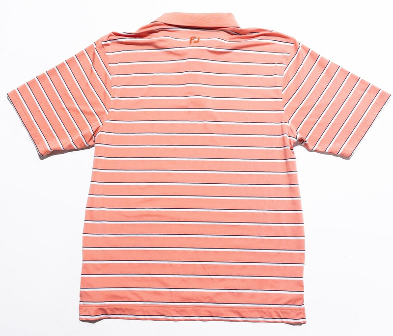 FootJoy Golf Shirt Men's Large Peach Orange Striped Wicking Performance Polo