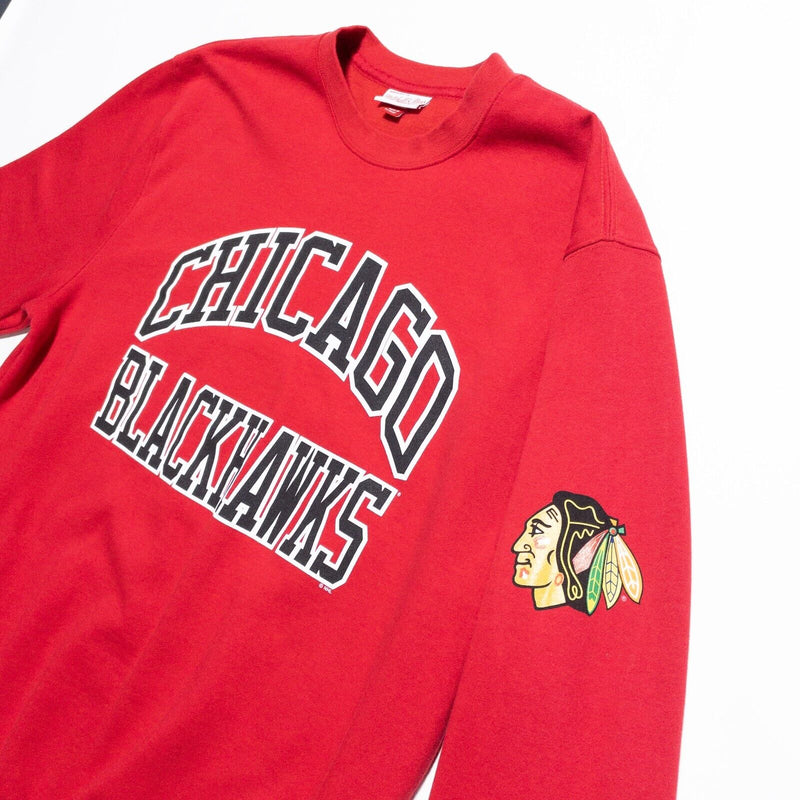 Chicago Blackhawks Sweatshirt Mens 3XL Mitchell & Ness Crewneck Pullover Red NHL