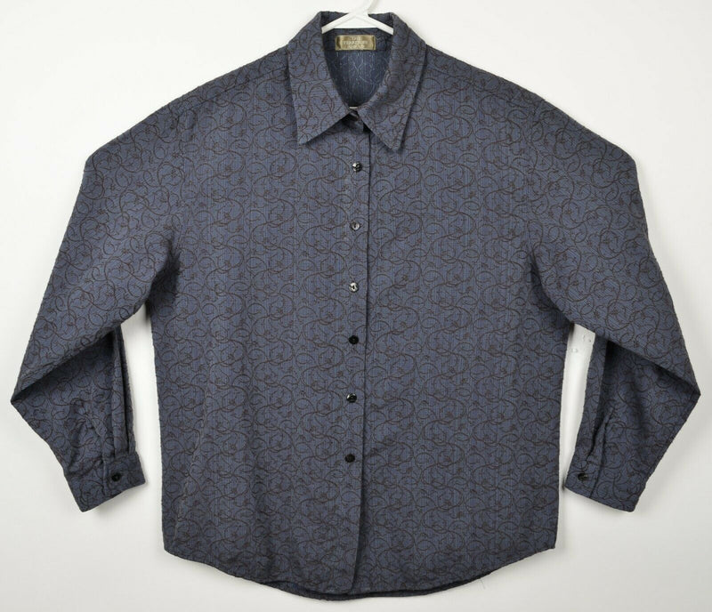 The Territory Ahead Women's Large/XL? Textured Navy Red Button-Front Shirt