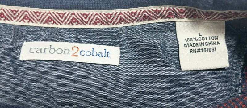 Carbon 2 Cobalt Men's Large Red Blue Stitch Crew Neck Lightweight Sweatshirt