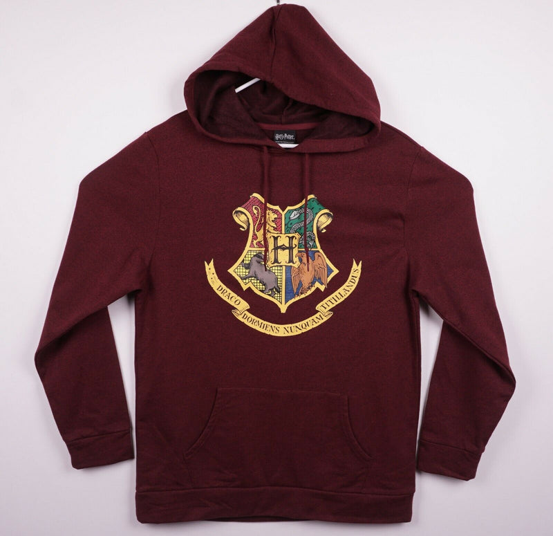 Harry Potter Men's XL Hogwarts Crest Burgundy Pullover Hoodie Sweatshirt